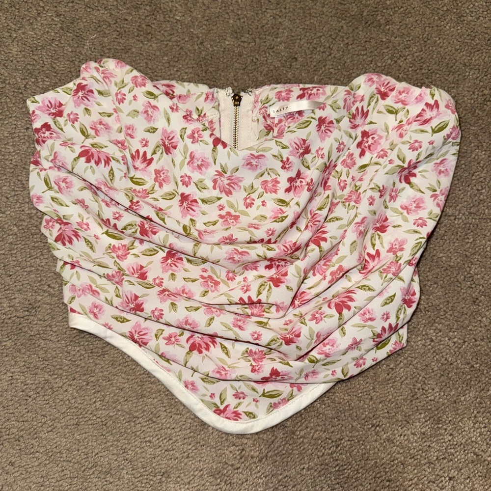 Floral ruched corset top